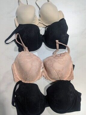 Victoria's Secret Lace Bras in Black, Nude, and Blush